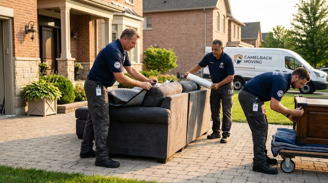 Large estate moving crew wrapping furniture in Murrieta, CA